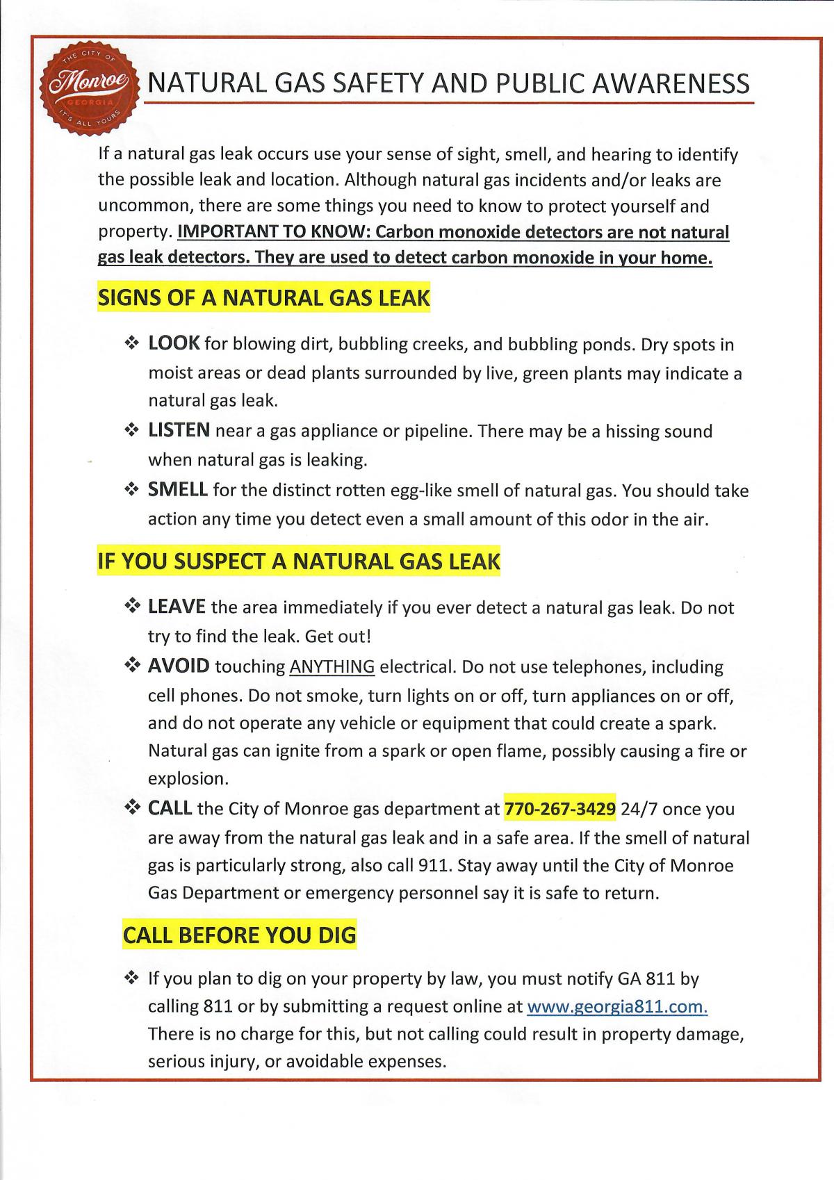 Natural Gas Safety and Public Awareness